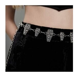 Coffin Skull Chain Fashion Belt Silver Womens 44 inches